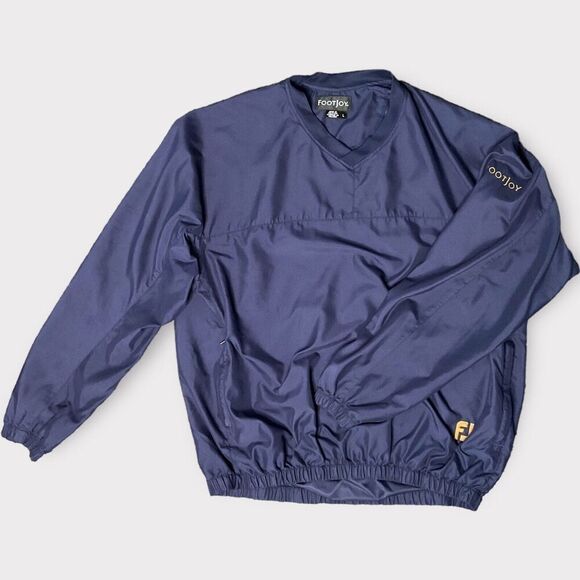 FJ Footjoy Golf Pullover Mens Large V Neck Jacket Wind Shirt  Navy Outdoor Logo - Picture 10 of 10